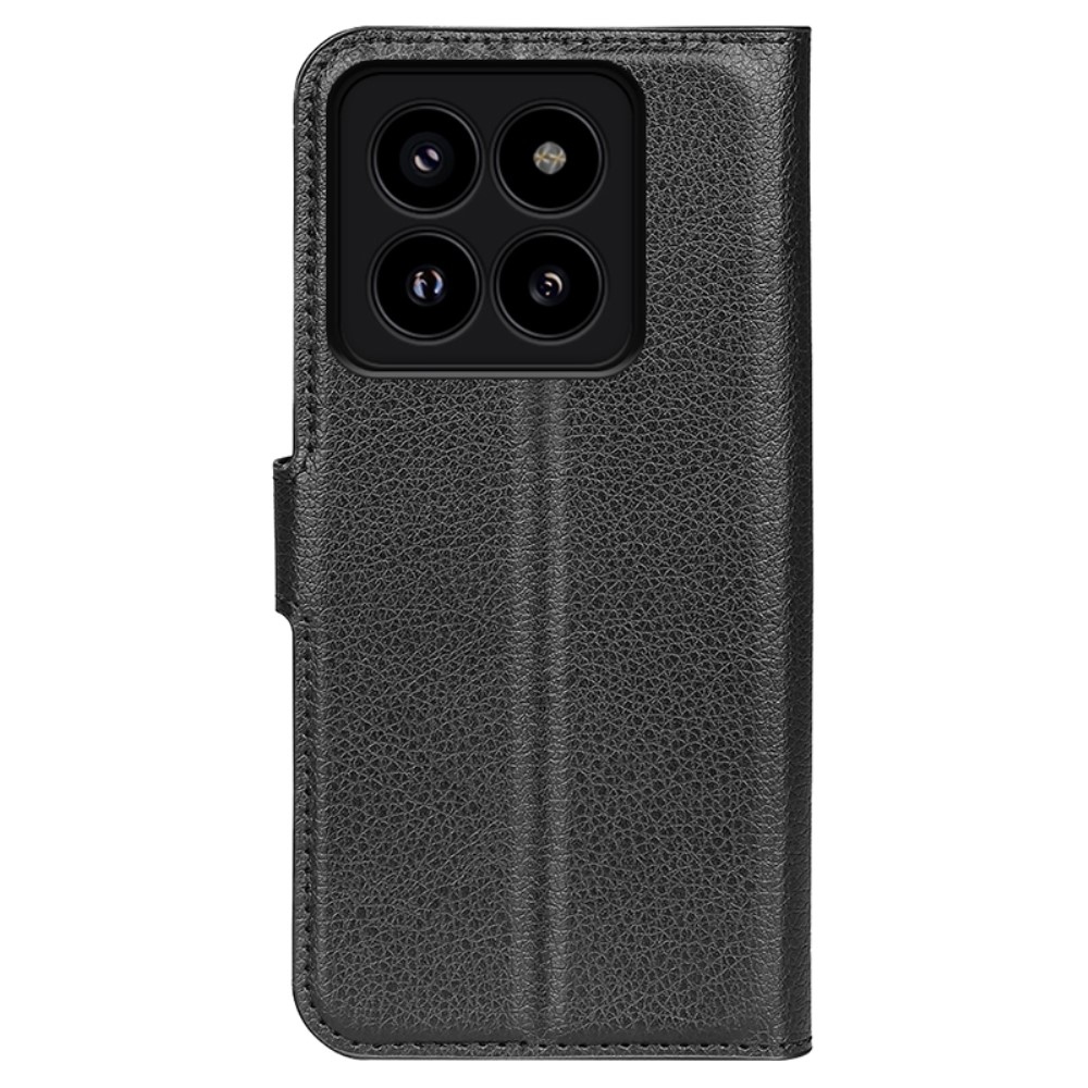 Litchi könyv tok Xiaomi 14 Pro-hoz - fekete