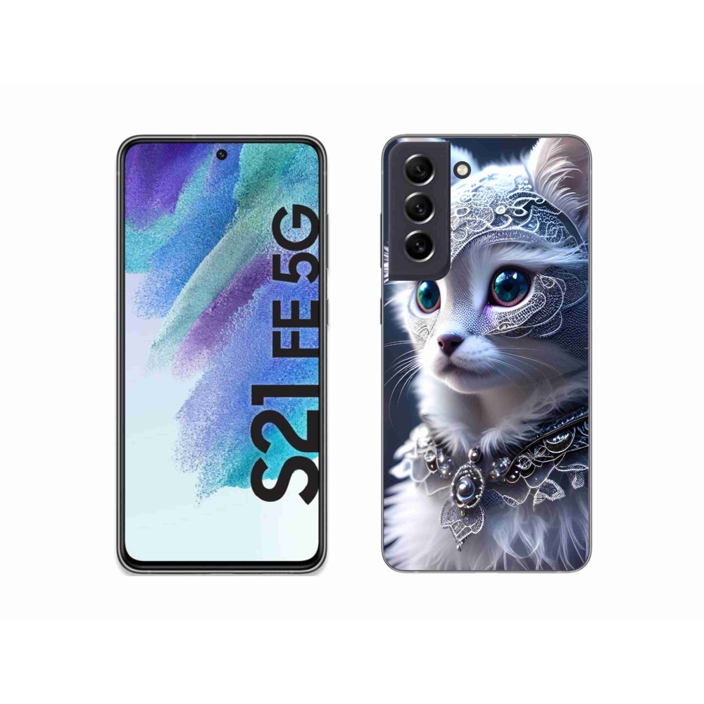 Gél védőhuzat mmCase Samsung Galaxy S21 FE 5G - fehér macska