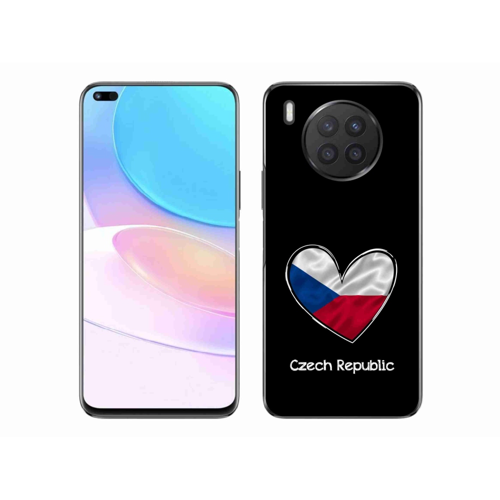 Gél borító mmCase a Huawei Nova 8i - zászló szív fekete háttérrel