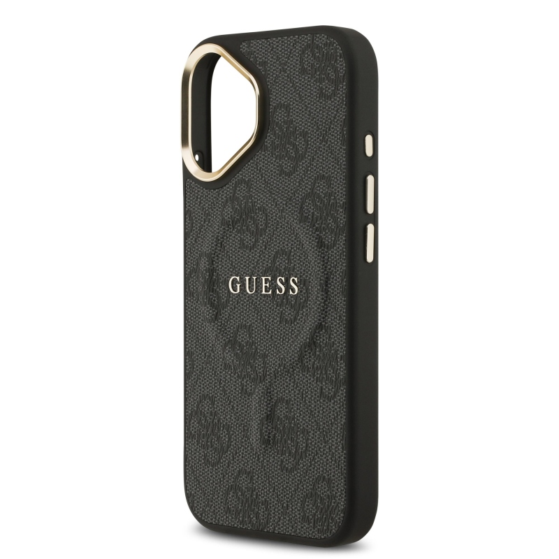 Guess PU bőr 4G aranykeret MagSafe hátlap iPhone 17 Fekete