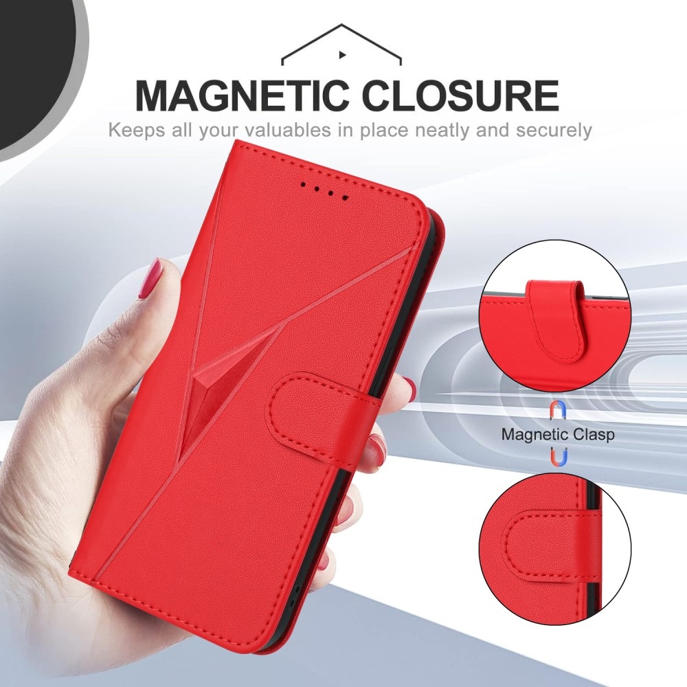 Háromszögek könyvtáska a Realme 14 5G készülékhez - piros