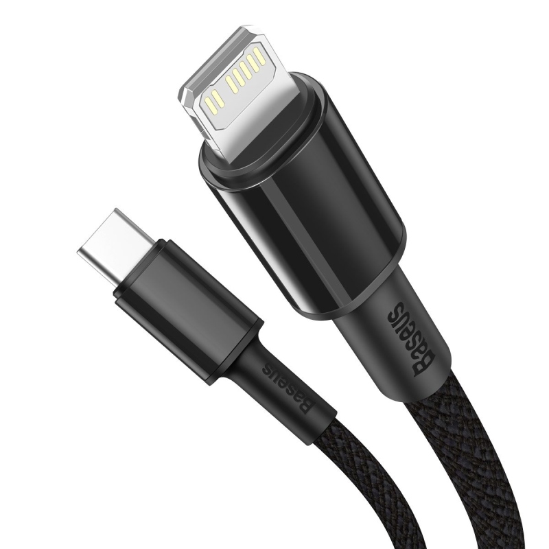 Baseus High Density Braided Series gyors töltő kábel USB-C - világítás 20W 1m fekete