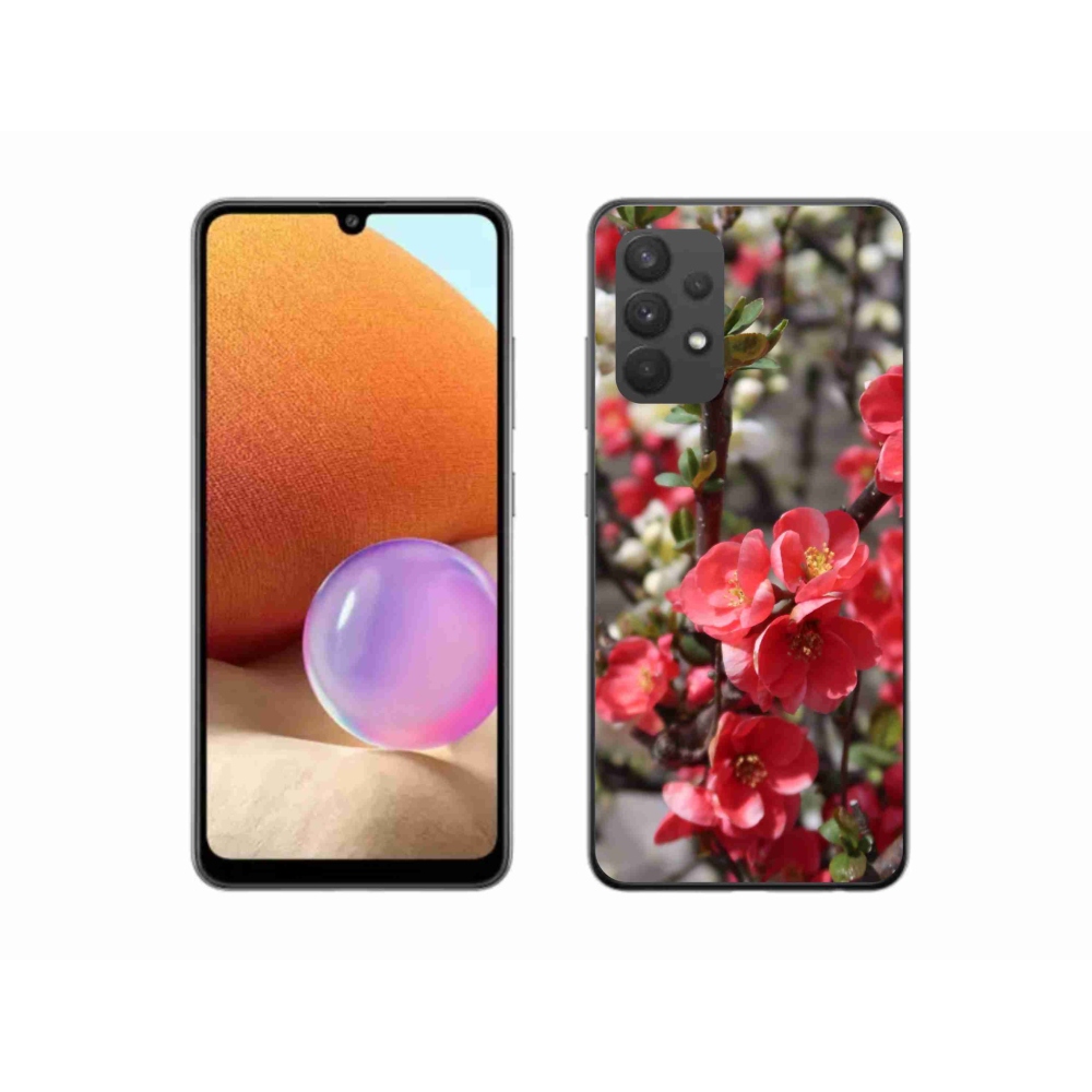 Gél borítás mmCase Samsung Galaxy A32 4G - piros virágok