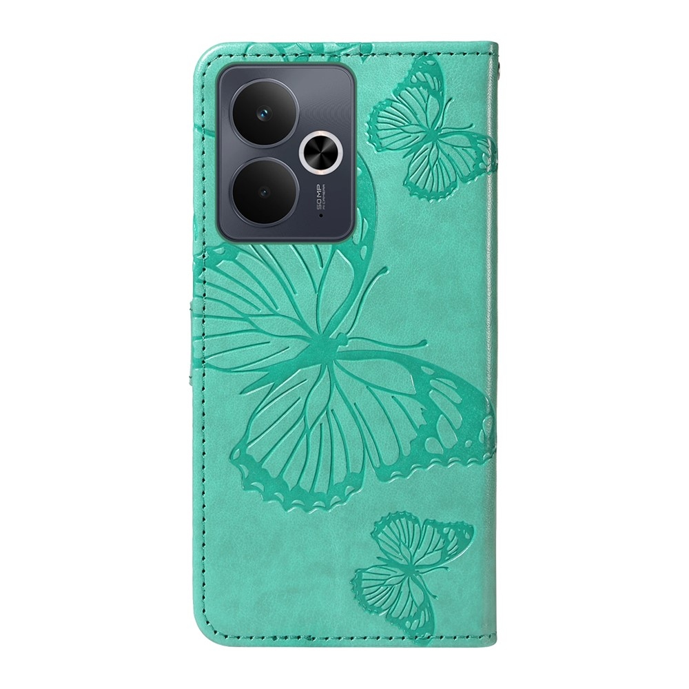 Nagy pillangó könyvtáska a Realme 14 5G/14T 5G számára - teáskék színű
