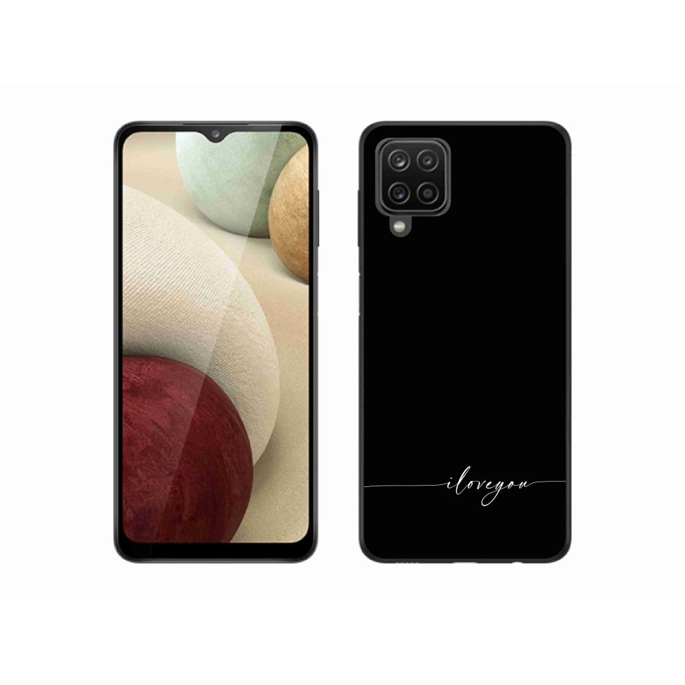 Gél borító mmCase Samsung Galaxy A12 - I love you fekete háttérrel