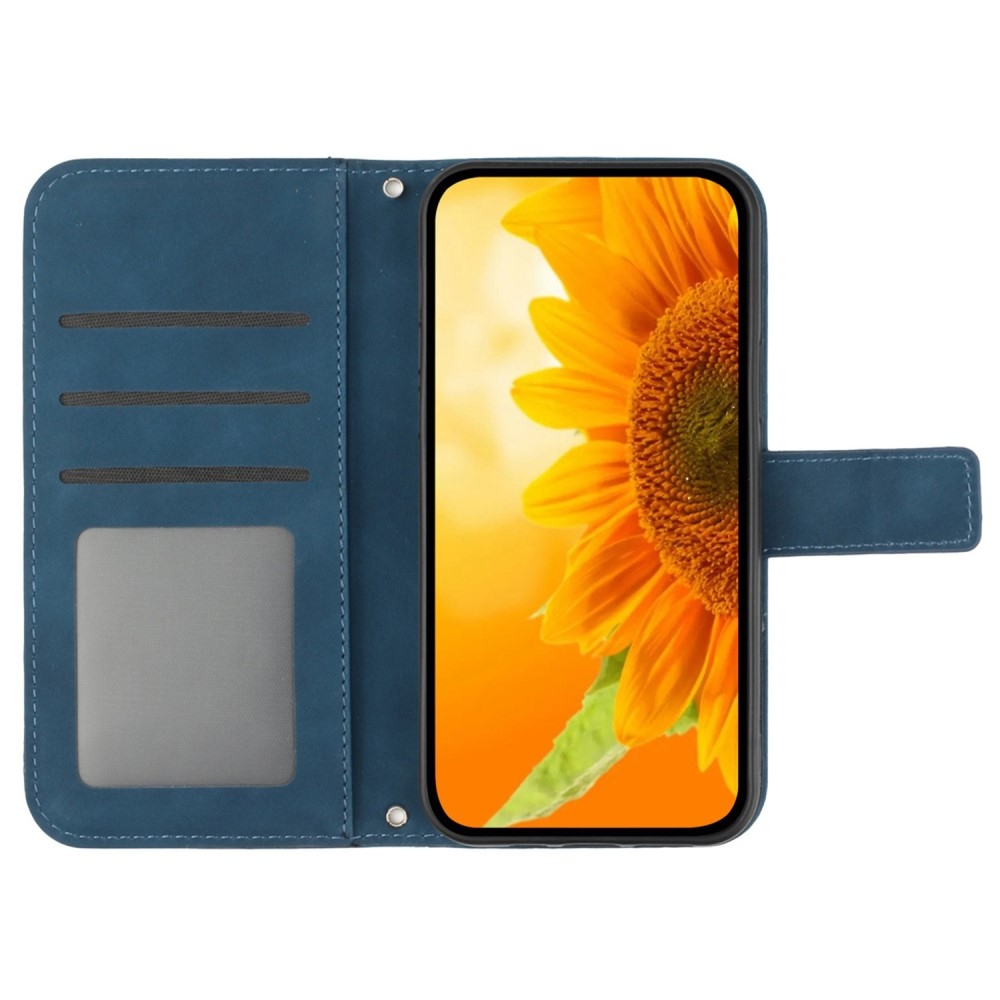 Napraforgók könyv tok Xiaomi Redmi Note 14 Pro - sötétkék