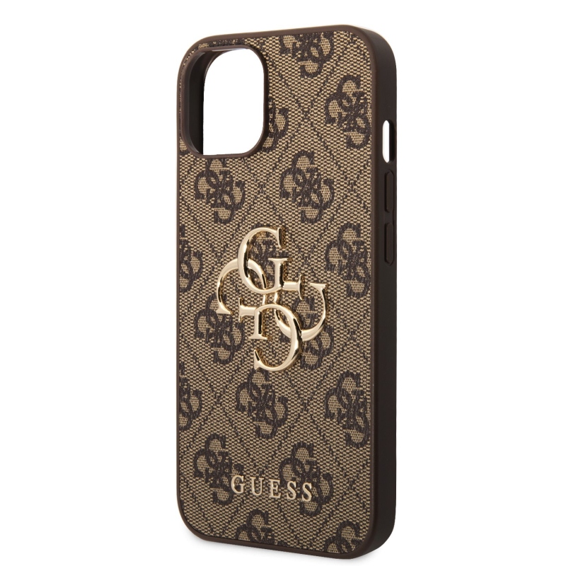 Guess PU 4G fém logós hátlap iPhone 15-hez Barna