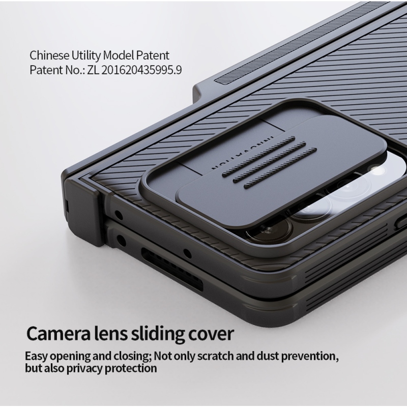 Nillkin CamShield PRO Slot+Stand Back Cover for Samsung Galaxy Z Fold 4 5G fekete