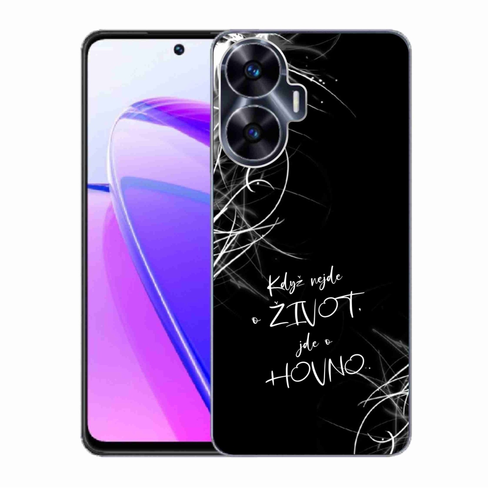 Gél borító mmCase a Realme C55 készülékhez - vicces szöveg 16 fekete háttér