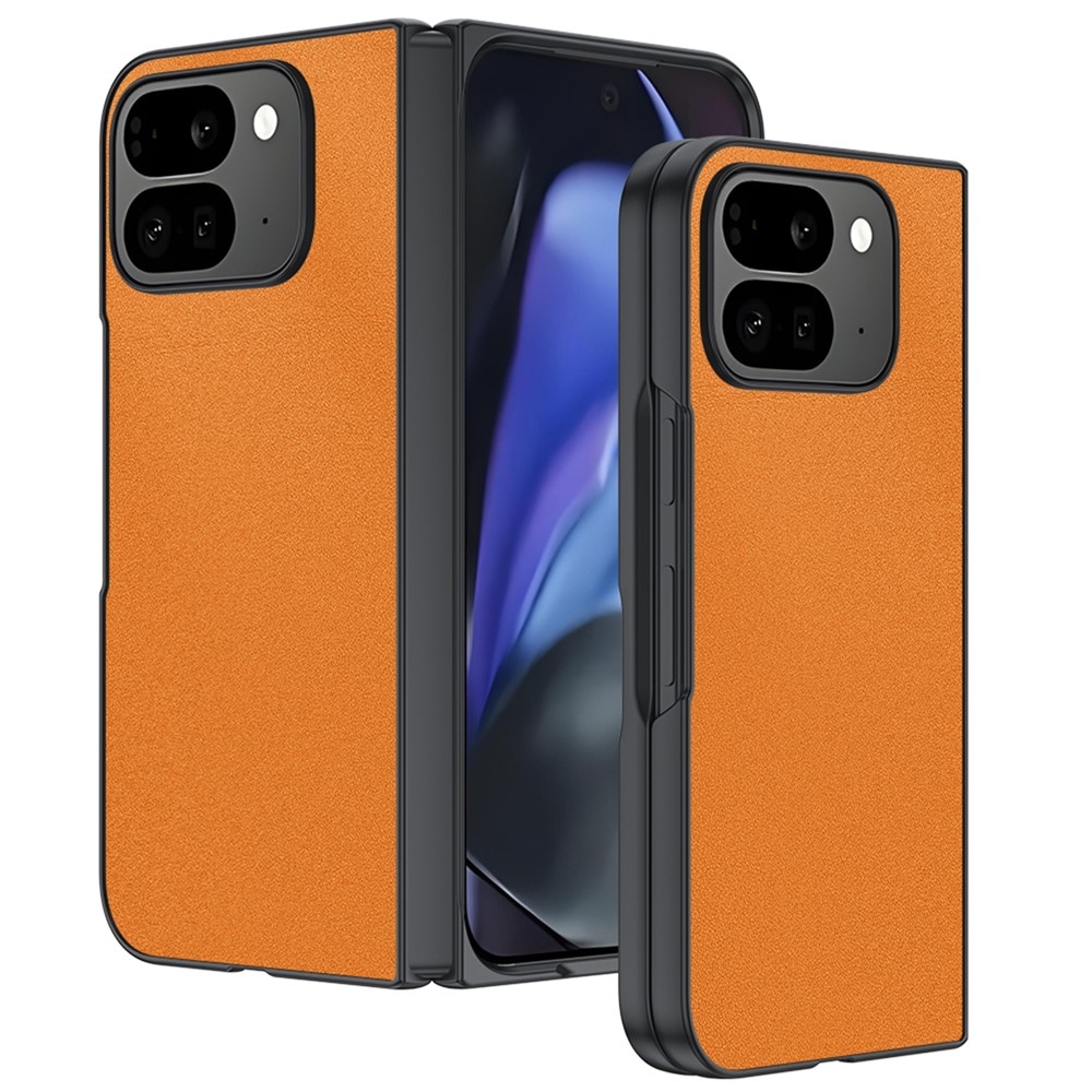 Műbőrrel borított műanyag tok a Google Pixel 10 Pro Fold-hoz - narancssárga
