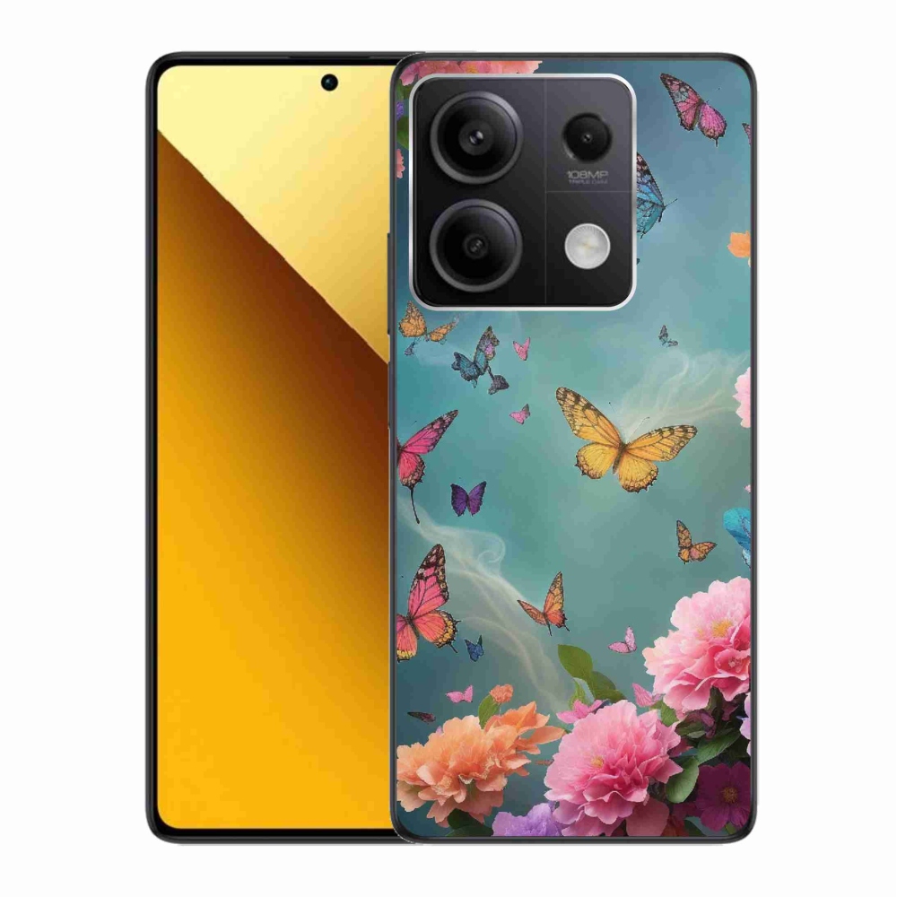 Gél borítás mmCase a Xiaomi Redmi Note 13 5G számára - színes virágok és pillangók