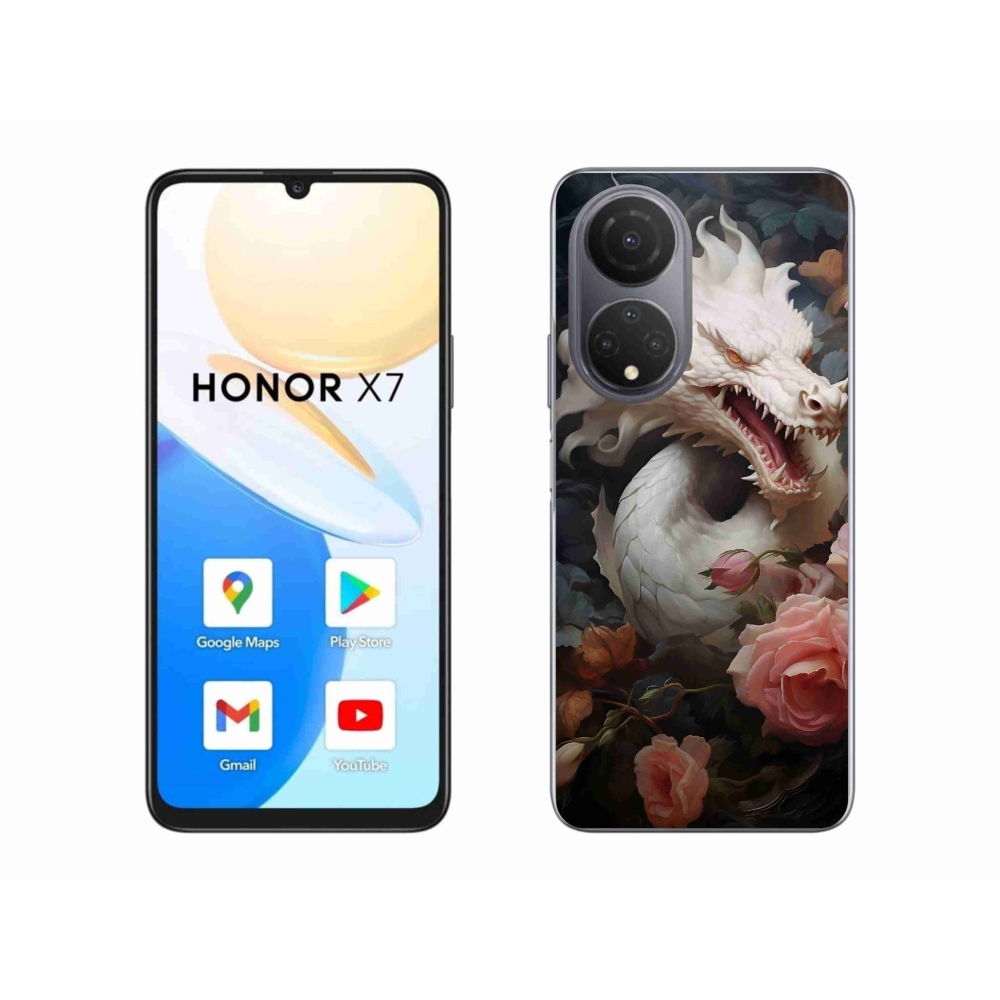 Zselés borítás mmCase a Honor X7-hez - fehér sárkány