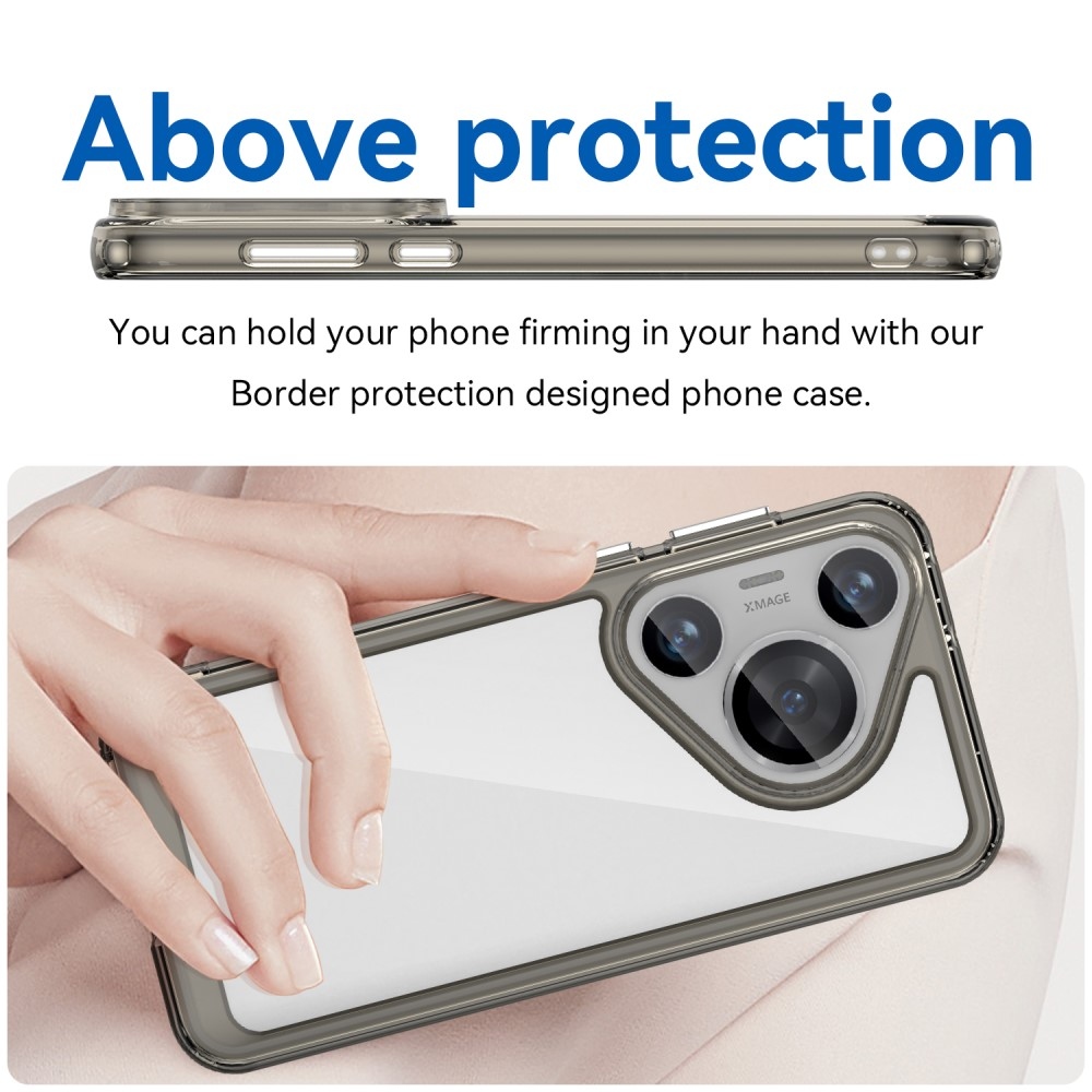 Gél tok kemény hátlappal a Huawei Pura 70 Pro számára - szürke