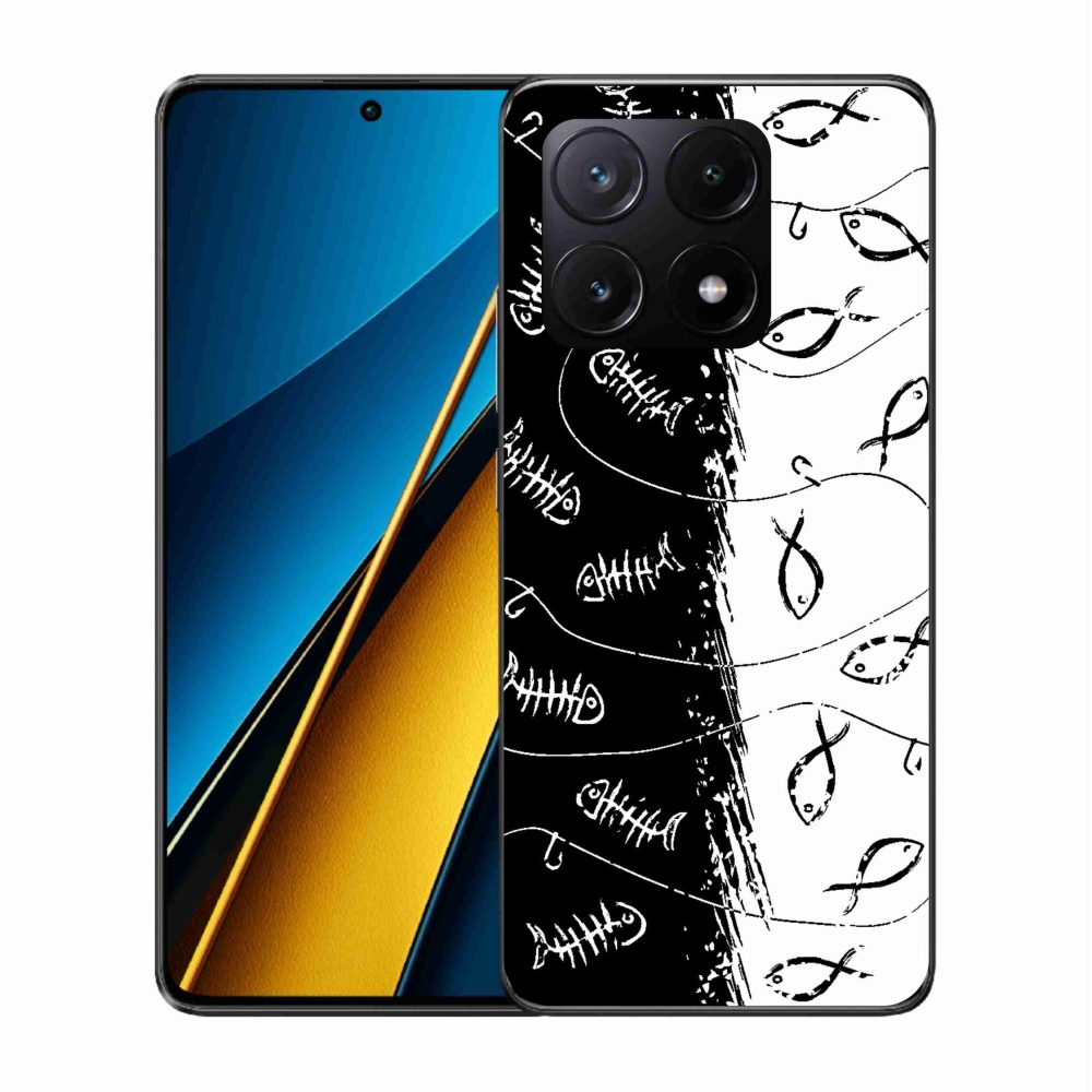 Gél borítás mmCase a Xiaomi Poco X6 Pro 5G számára - csontvázak és halak