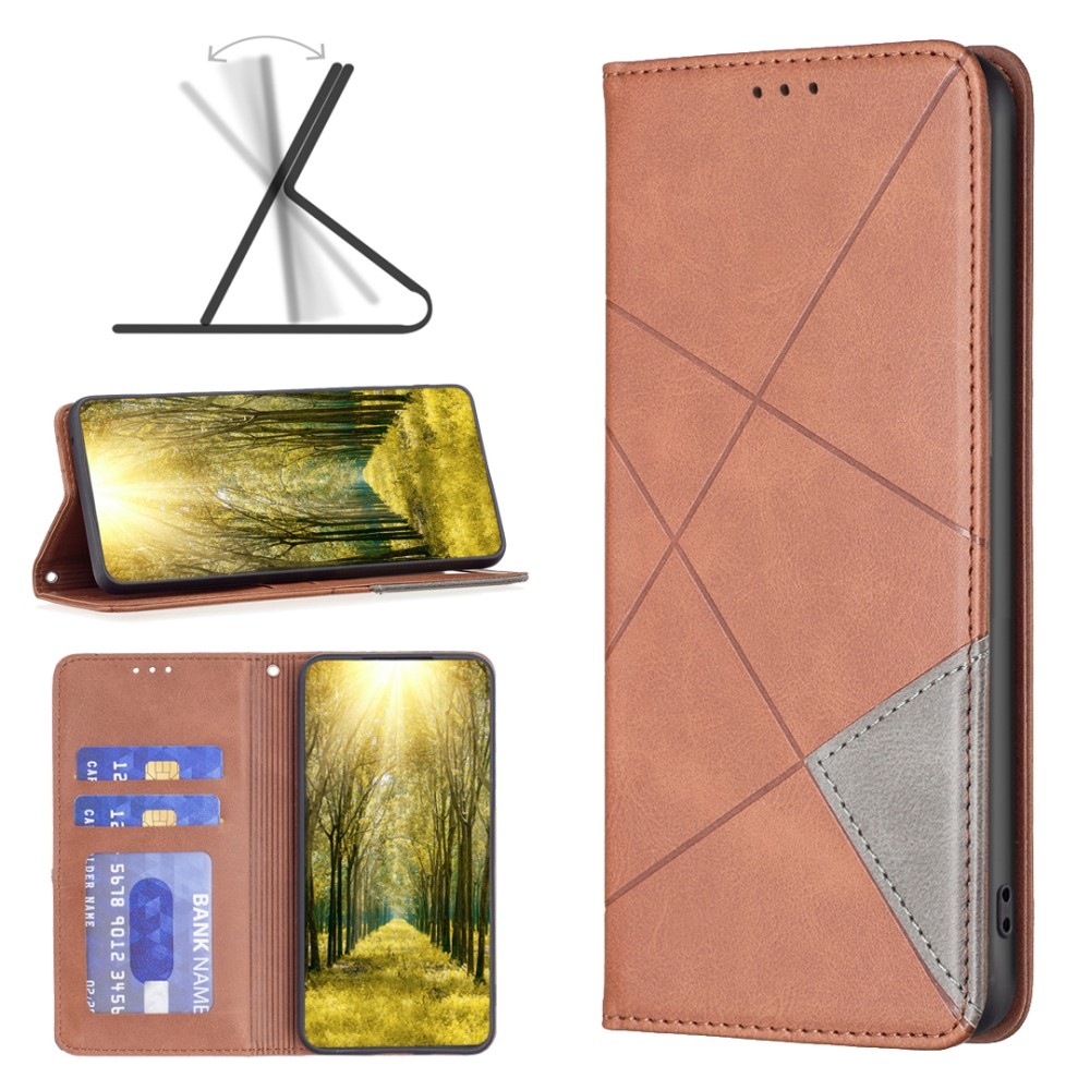 Háromszög alakú könyv tok Xiaomi Redmi Note 13 Pro 4G/Poco M6 Pro - barna