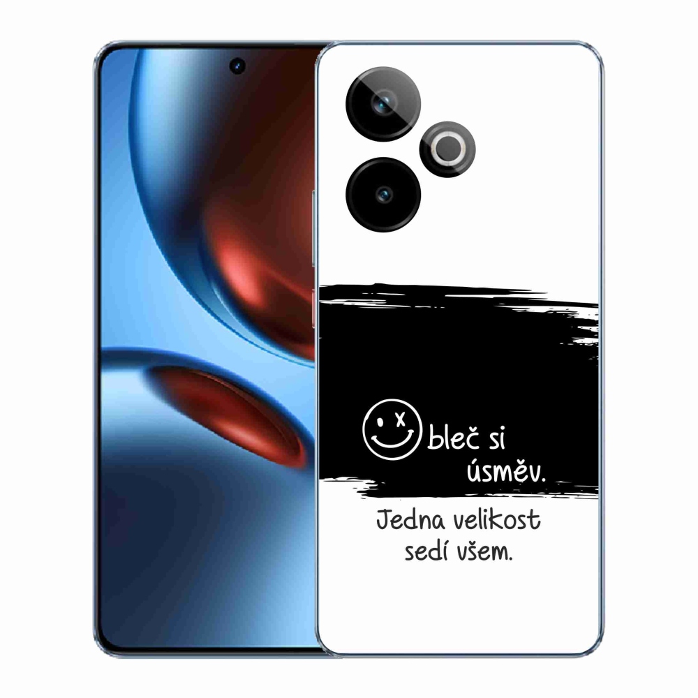 Rugalmas gél tok mmCase képzeletbeli Realme GT 7 5G/GT 7T 5G - vicces szöveg 8 fekete-fehér háttérrel