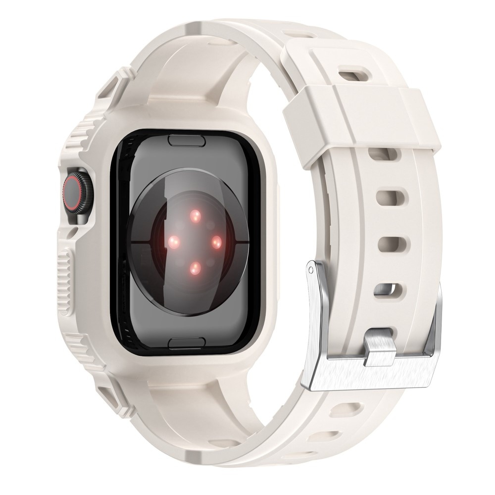 Cseppálló szilikon tok szíjjal Apple Watch Ultra 49mm készülékhez - bézs színű