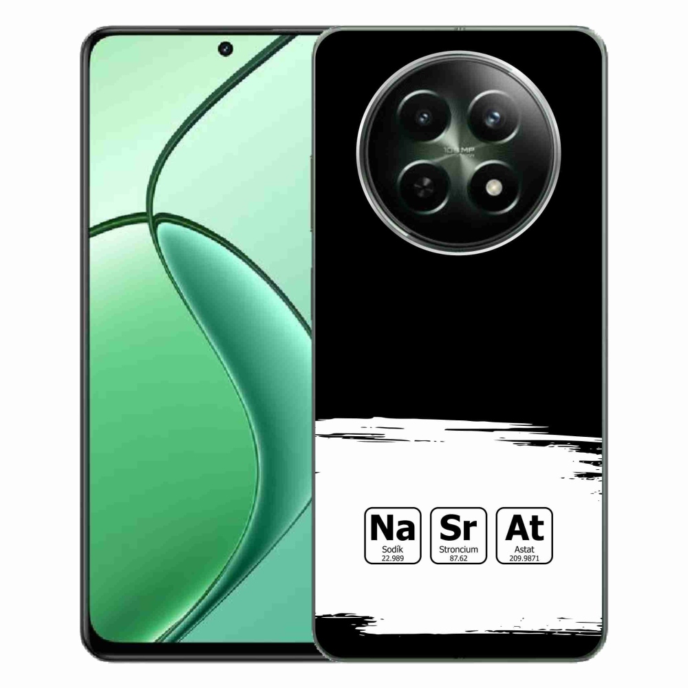 Gél borító mmCase a Realme 12 5G/12x 5G készülékhez - kémiai elemek fehér és fekete háttérrel