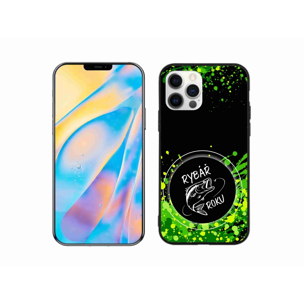 Zselés borítás mmCase iPhone 12 készülékhez - Az év horgásza fekete háttérrel