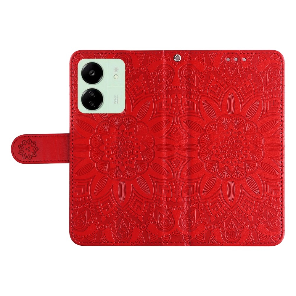 Napraforgó könyv tok Xiaomi Poco C65/Redmi 13C - piros