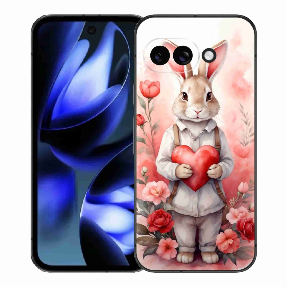 Gél borítás mmCase a Google Pixel 9a számára - nyúl szívvel