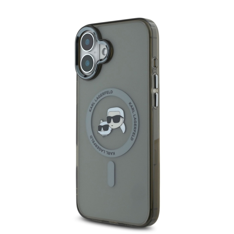 Karl Lagerfeld IML K&CH Heads fémkeret MagSafe hátlap iPhone 16-hoz Fekete
