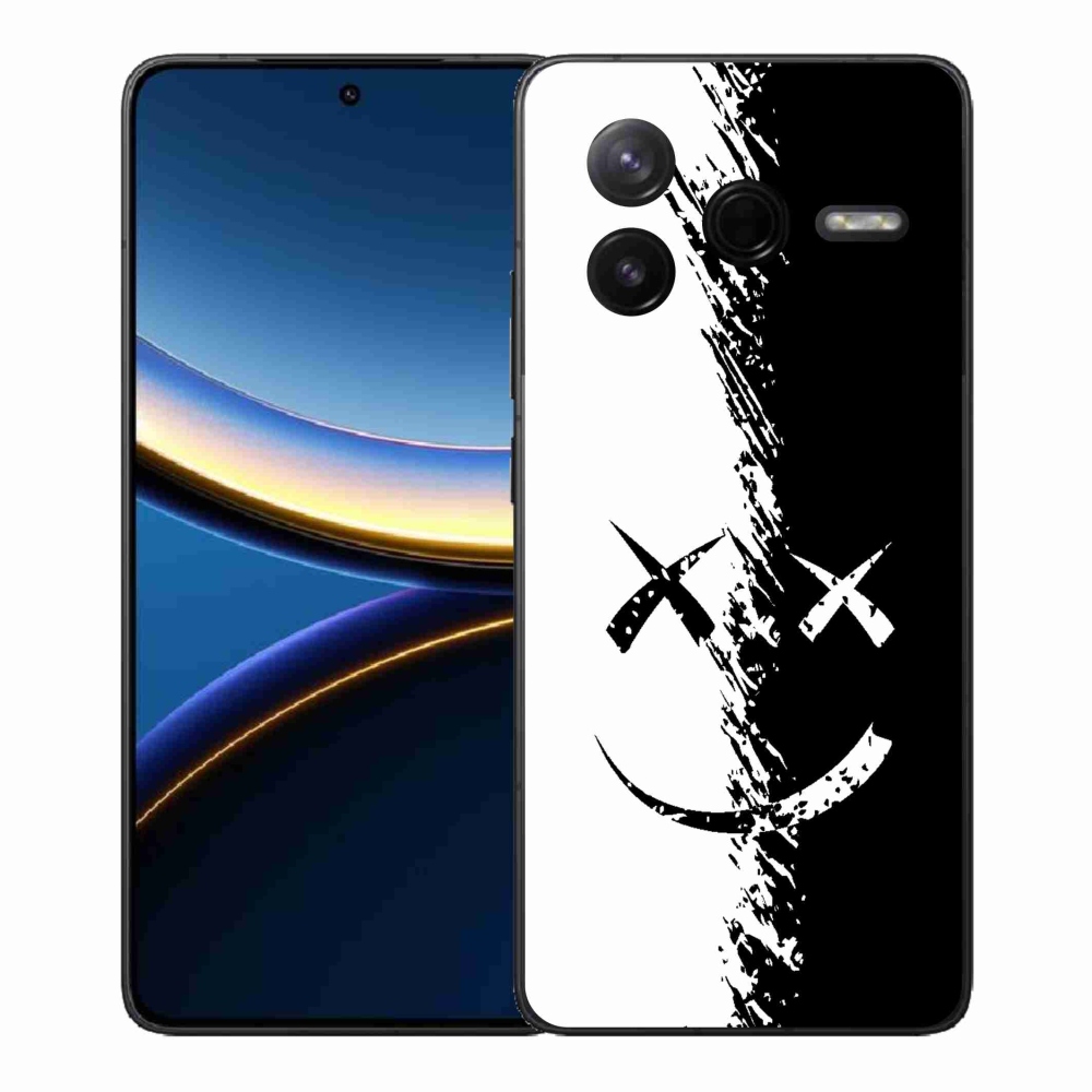 Gél borítás mmCase a Xiaomi Poco F7 Pro számára - fekete és fehér mosolygó