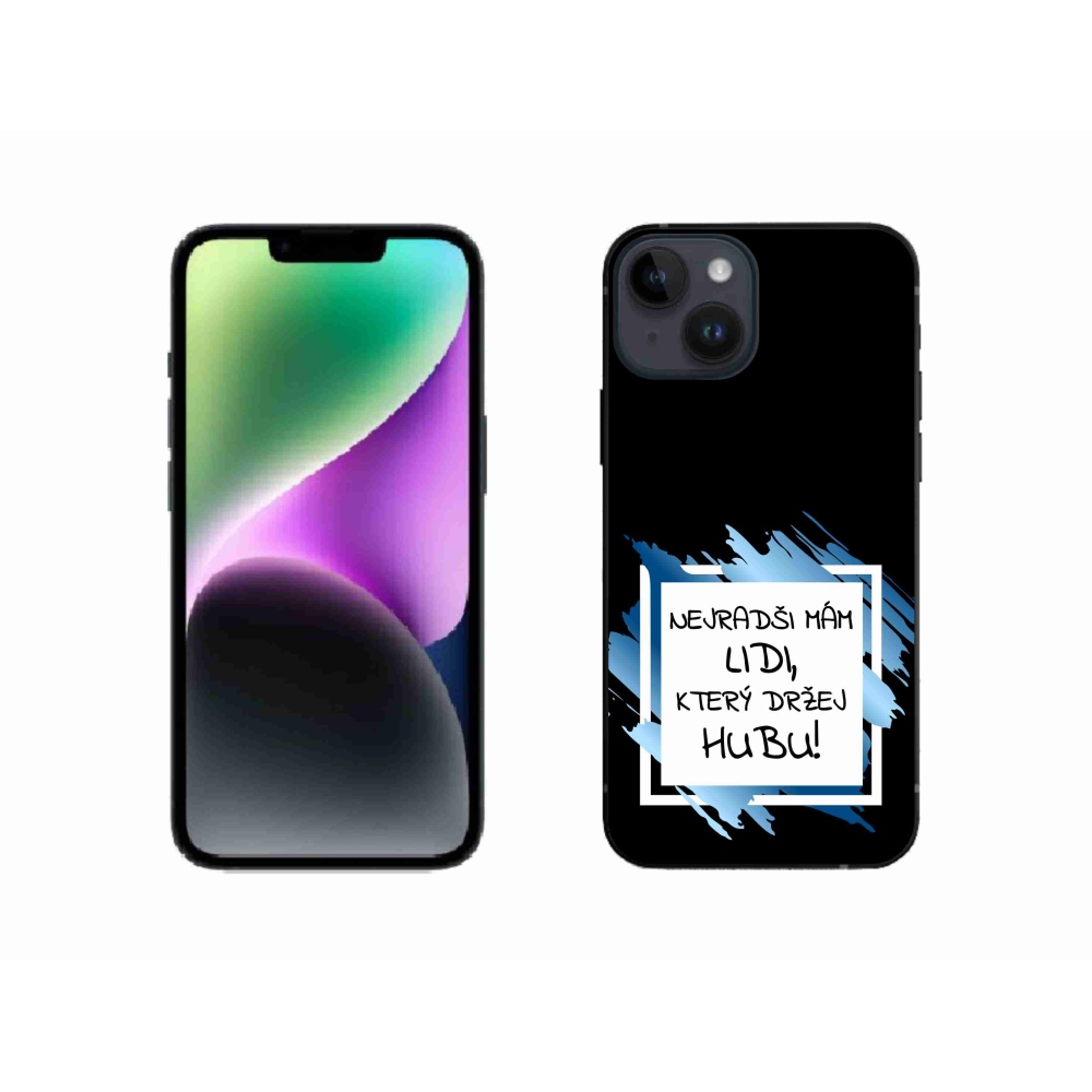 Gél borító mmCase iPhone 14 készülékhez - vicces szöveg 7 fehér és fekete háttérrel