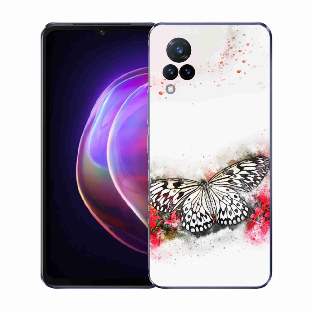 Gél borító mmCase a Vivo V21 4G/5G-n - fekete és fehér pillangó