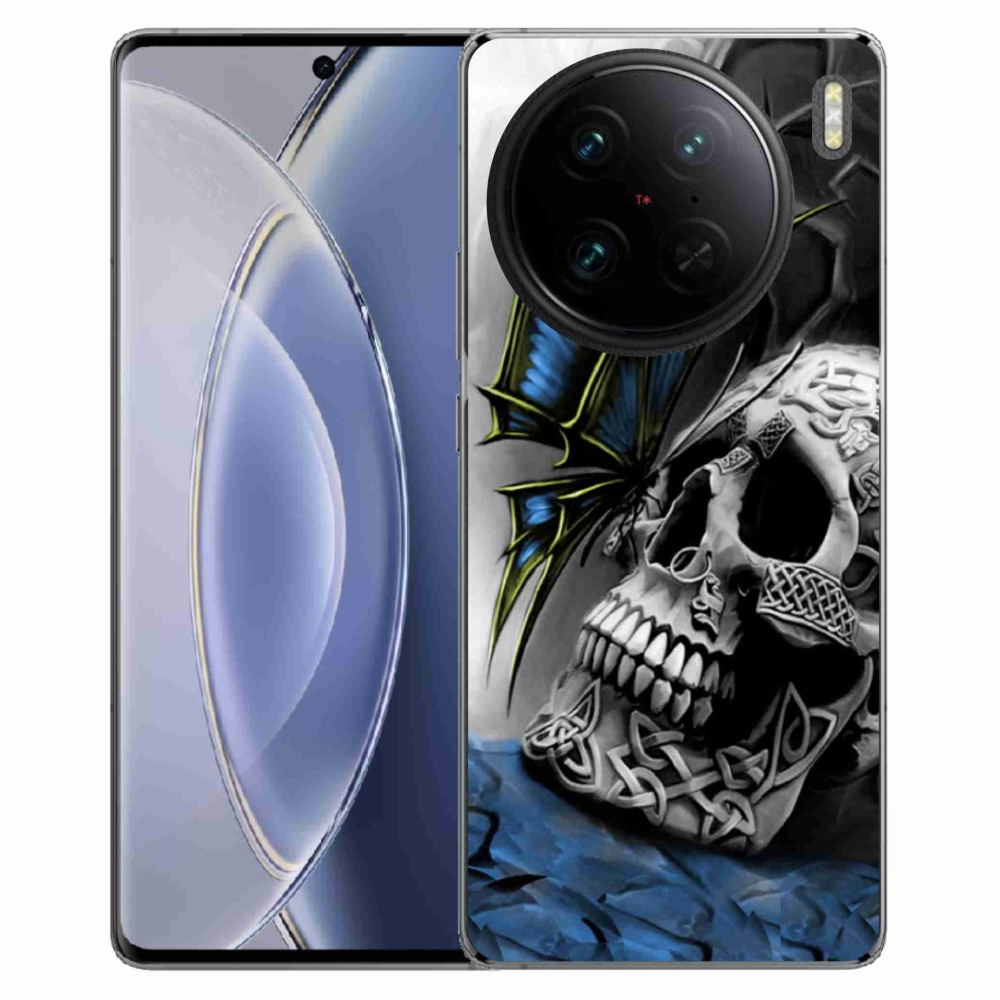 Zselés borítás mmCase a Vivo X90 Pro-n - pillangó és koponya