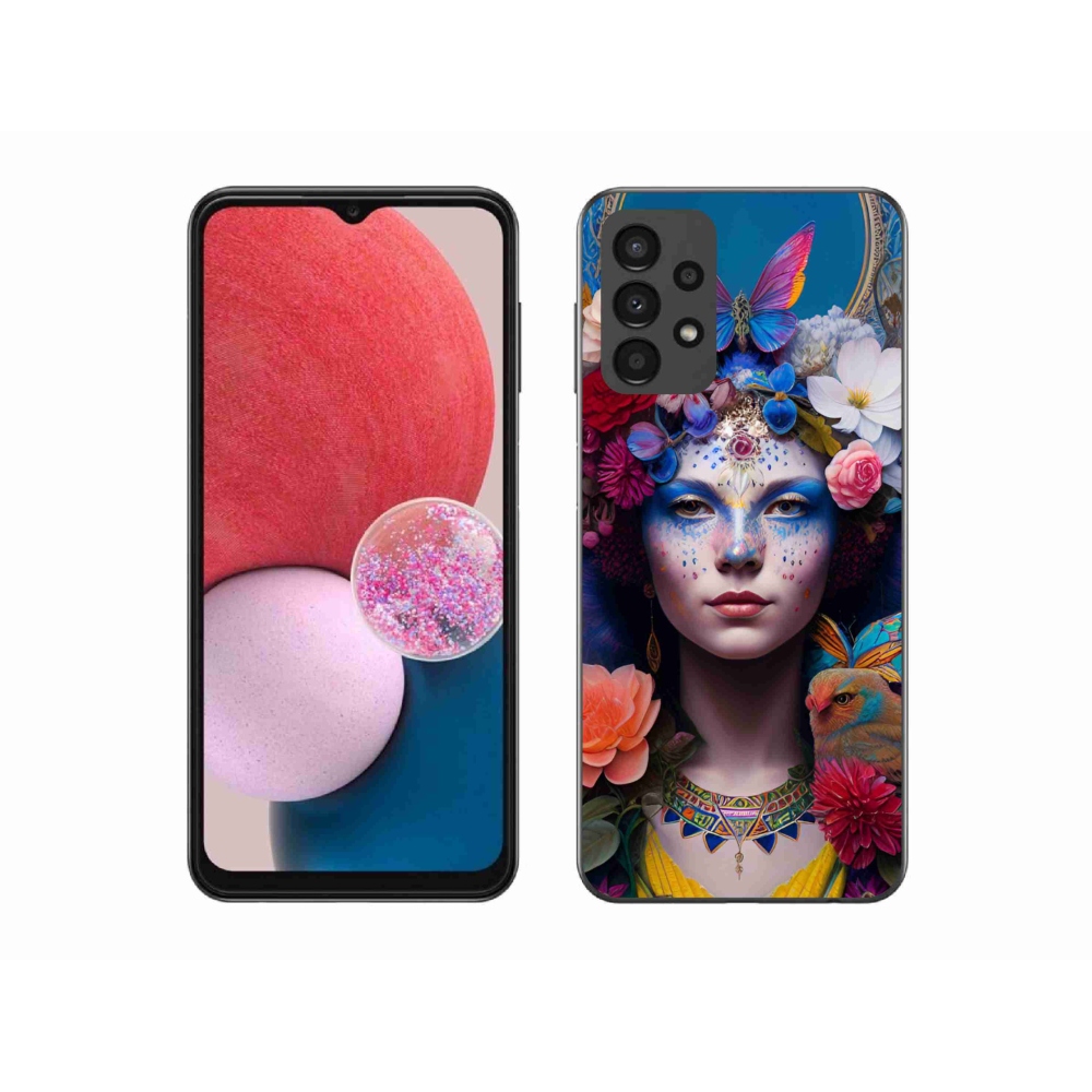 Gél borítás mmCase Samsung Galaxy A13 4G - nő virágokkal