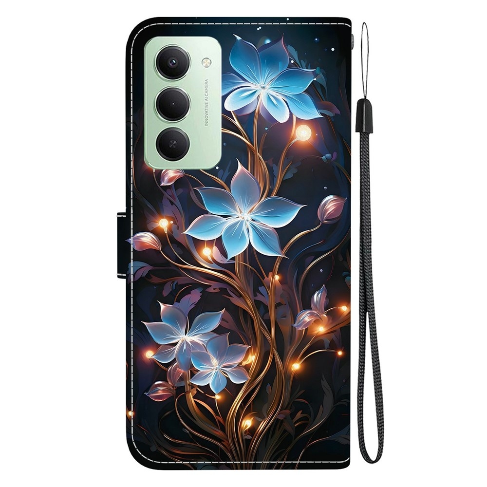 Sokoldalú könyvtáska Xiaomi Redmi 15 4G (171mm) - kék virágokkal