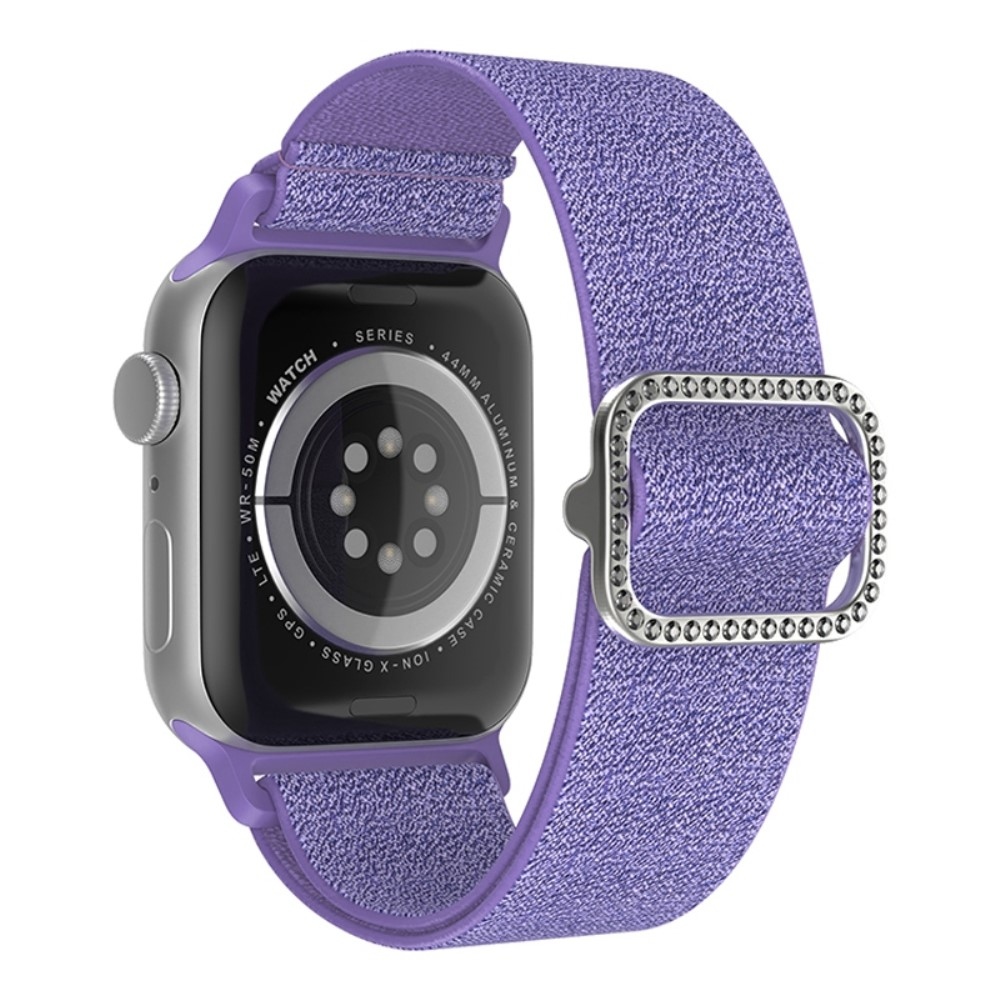 Dekoratív nejlon szíj Apple Watch Ultra/Ultra 2 49mm/SE/SE 2022/2023 44mm/9/8/7 45mm/6/5/4 44mm/3/2/1 42 mm-es Apple Watch Ultra/Ultra 2 órához - sötétlila színben