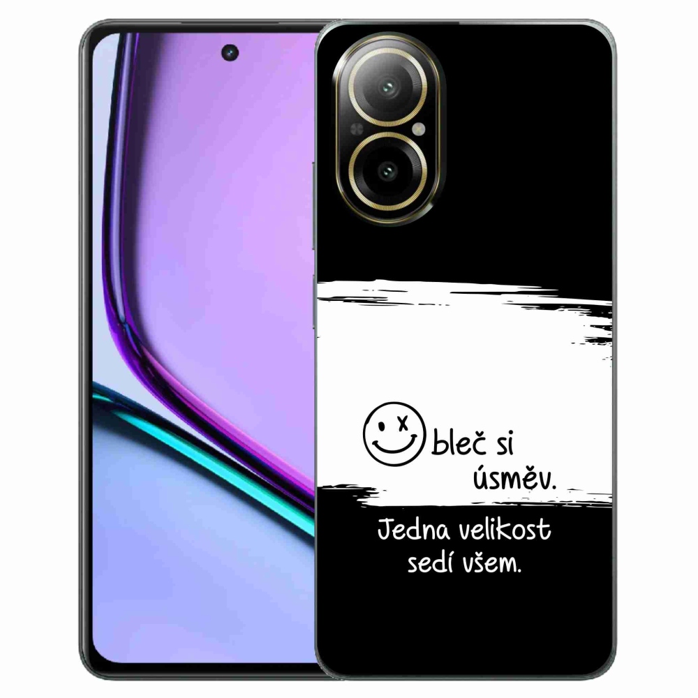 Gél borító mmCase a Realme C67 készülékhez - vicces szöveg 8 fekete és fehér háttérrel