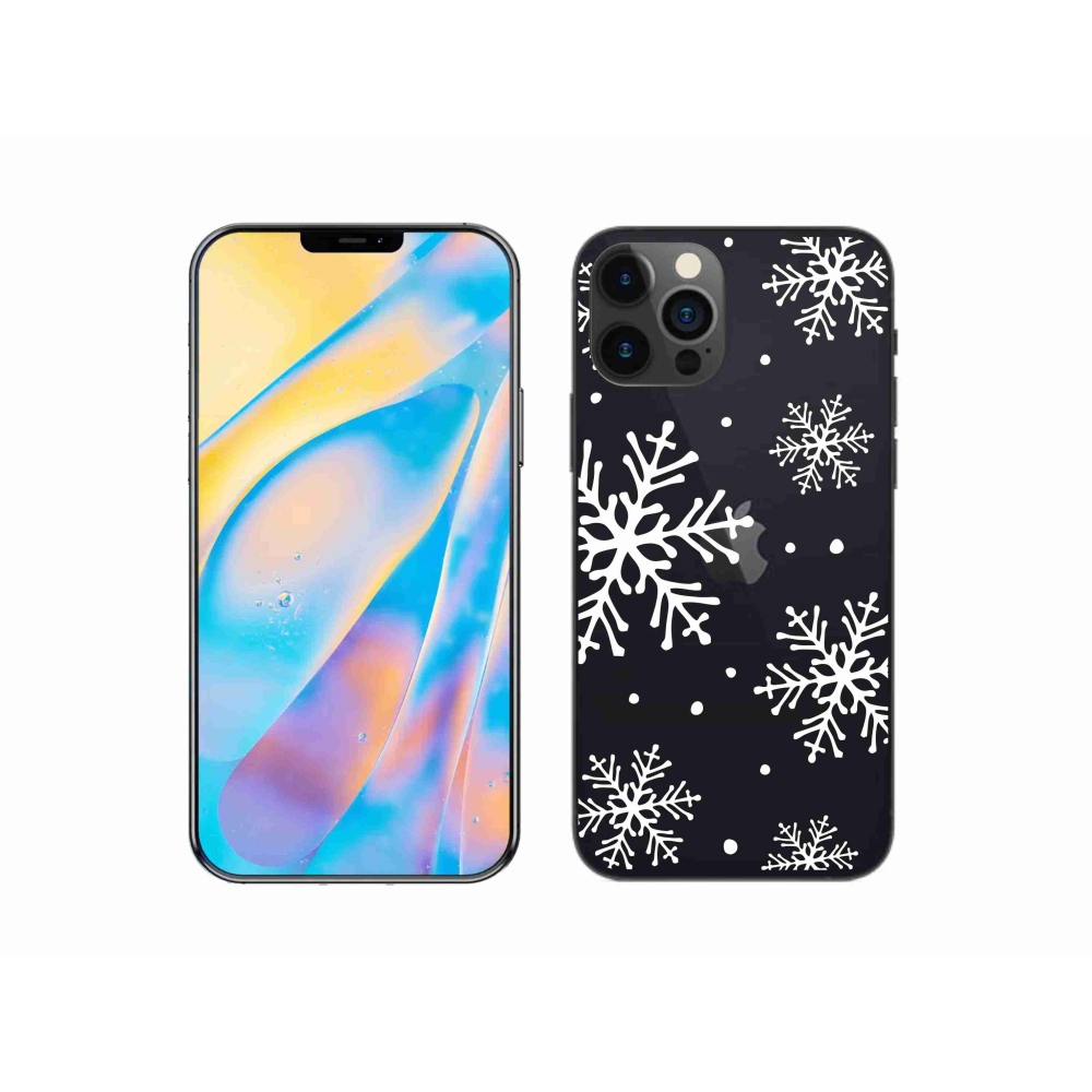 Gél borítás mmCase iPhone 12 Pro készülékhez - fehér pelyhek átlátszó háttéren