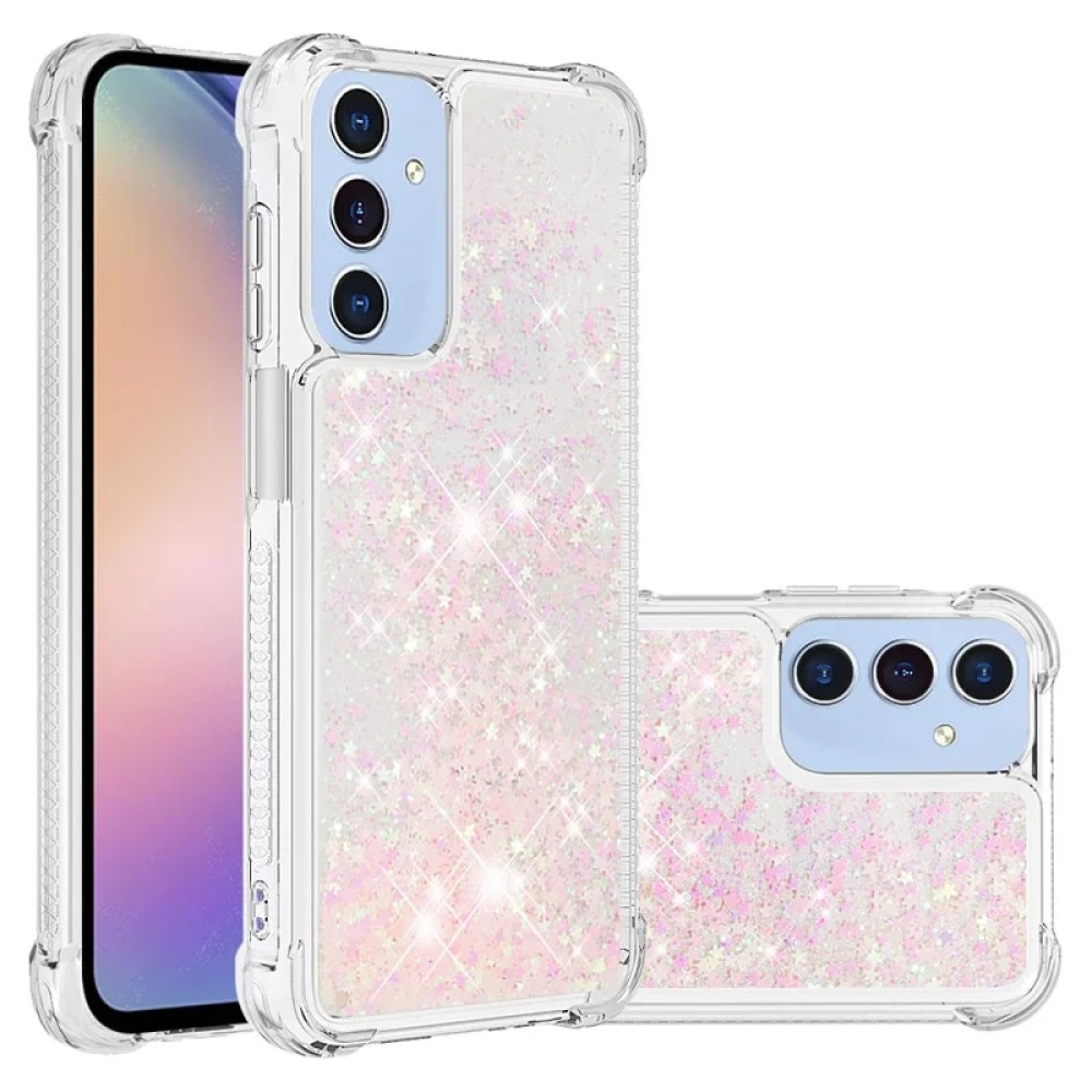 Glitter zselés homokóra tok Samsung Galaxy A16 4G/5G - rózsaszín/csillagok