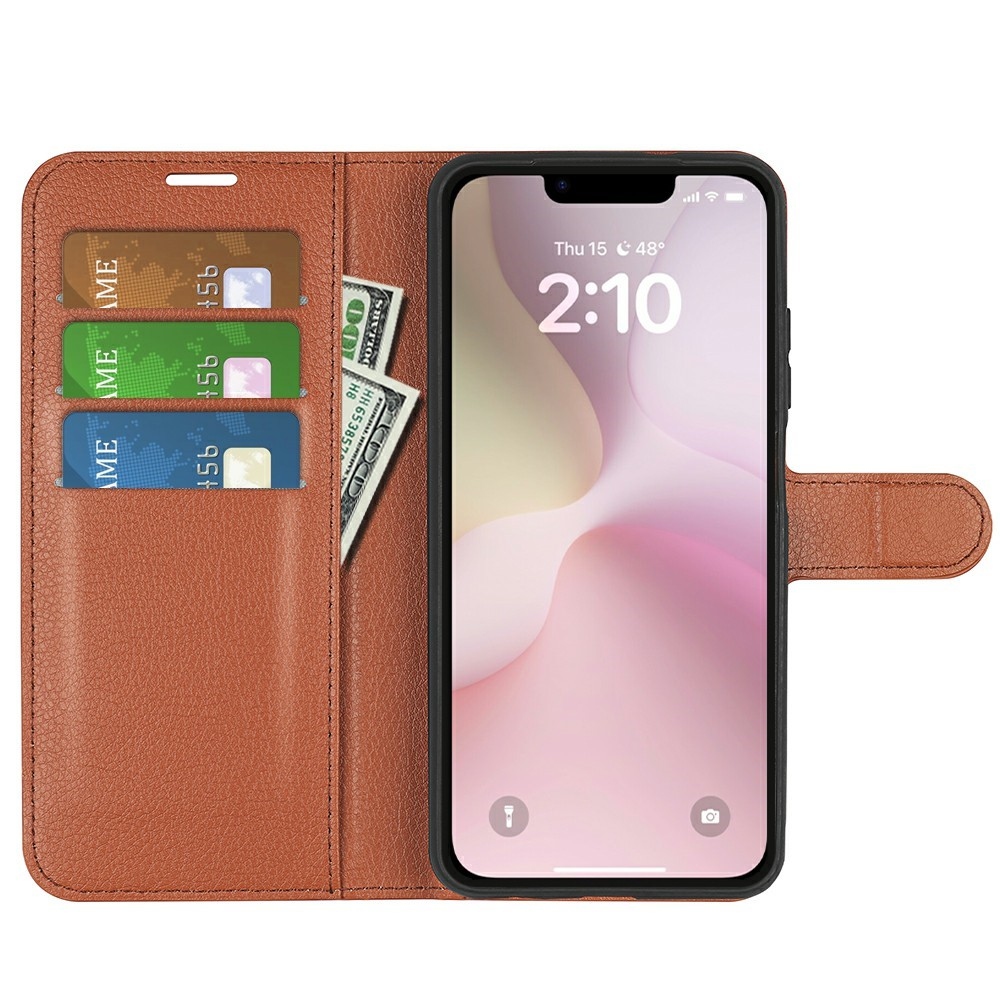 Litchi könyvtáska iPhone 16e készülékhez - barna