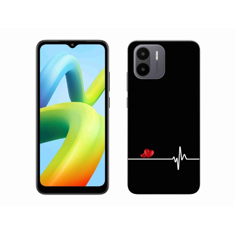 Gél borító mmCase a Xiaomi Redmi A1-en - szív és szívverés fekete háttérrel