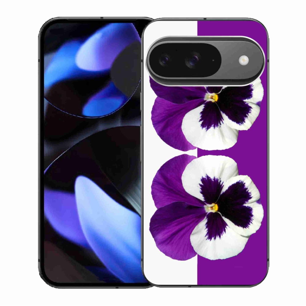 Zselés borítás mmCase a Google Pixel 9/9 Pro számára - lila és fehér virág