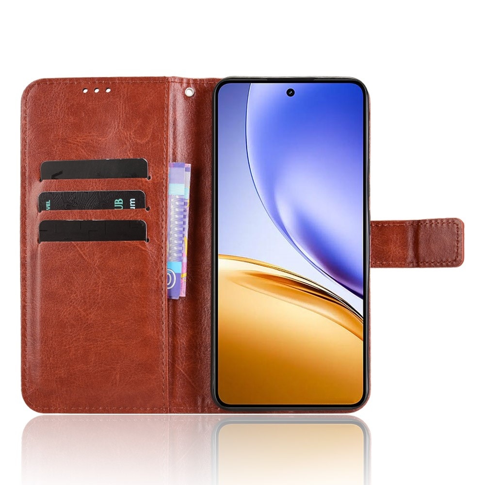 Őrült könyvtáska a Realme 14 5G/14T 5G számára - barna színben