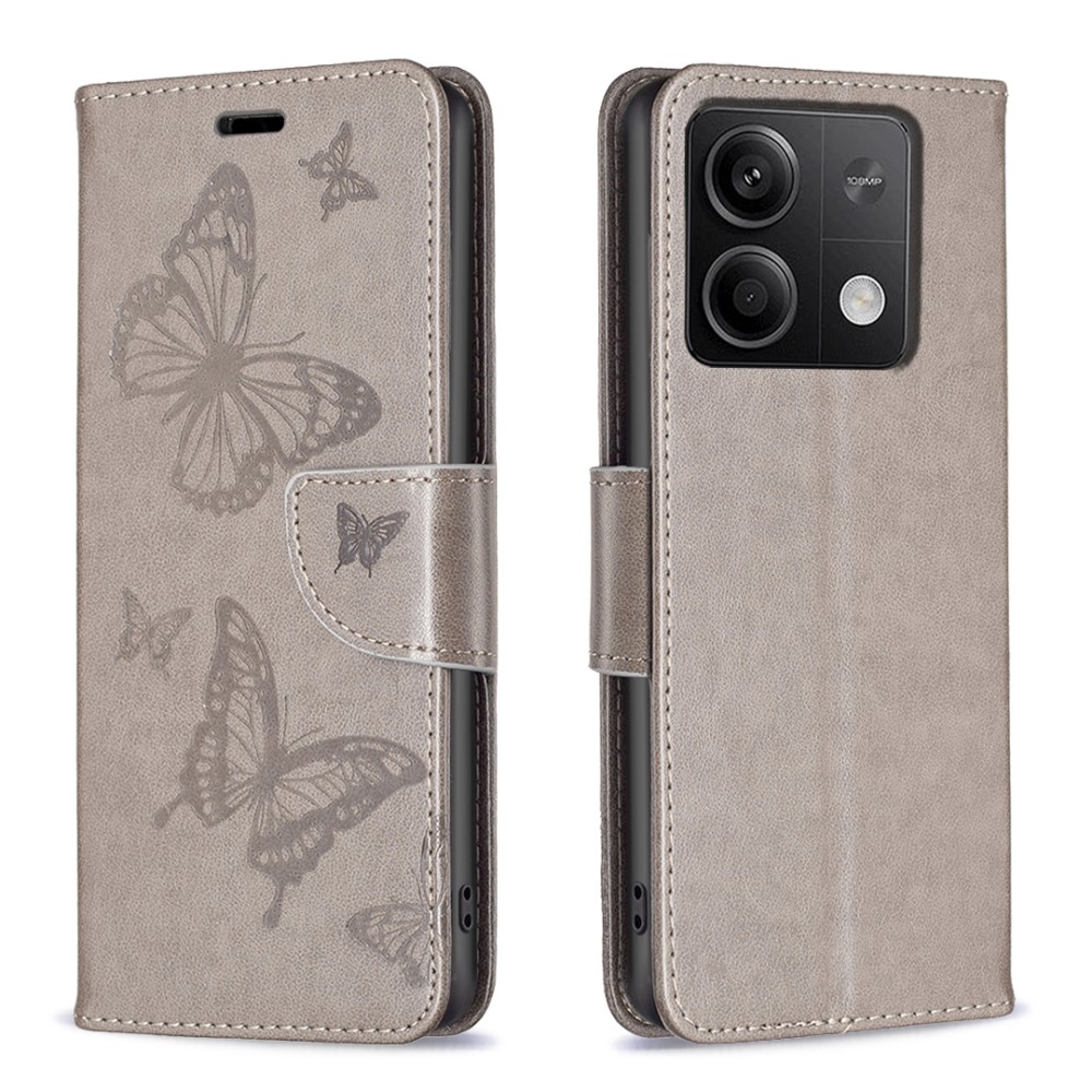 Pillangó könyv tok Xiaomi Redmi Note 13-hoz - szürke