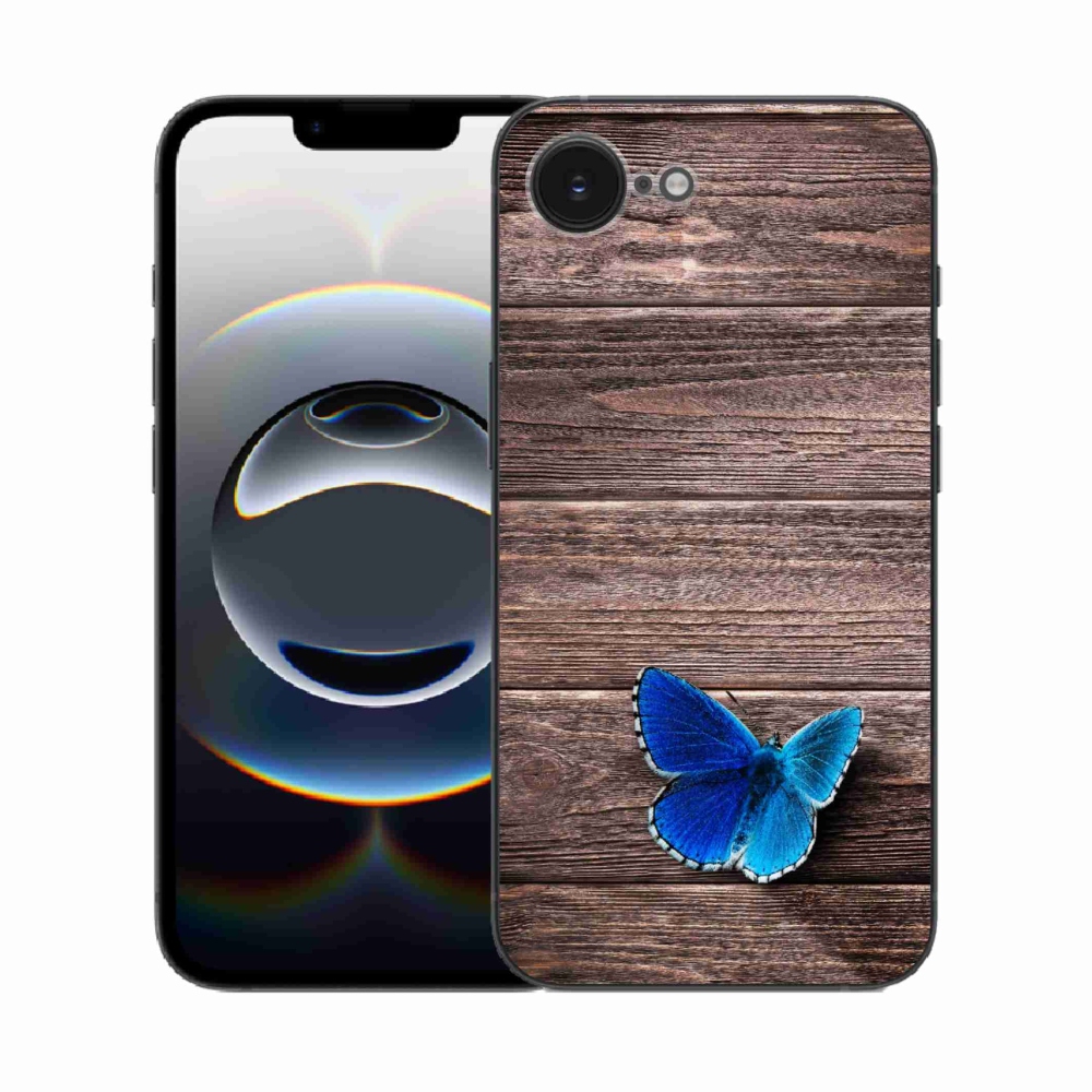 Zselés borítás mmCase iPhone 16e készülékhez - kék pillangó 1
