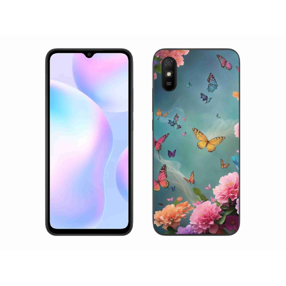 Gél borító mmCase a Xiaomi Redmi 9AT-hoz - színes virágok és pillangók