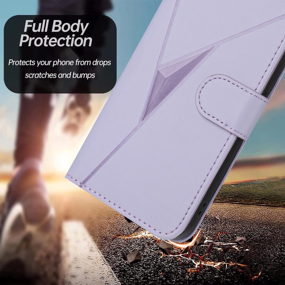 Háromszögek könyv tok a Vivo V50 Lite 4G/5G-hez - világos lila