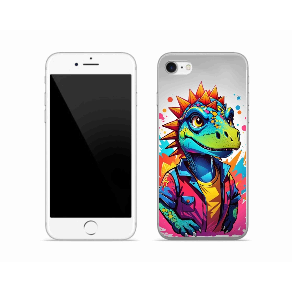Zselés borítás mmCase iPhone SE (2022) - színes dinoszauruszhoz