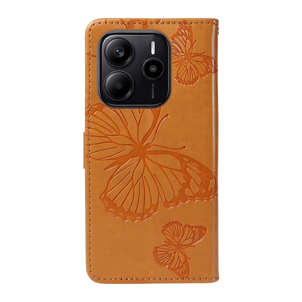Nagy pillangó könyv tok Xiaomi Redmi Note 14-hez - sárga