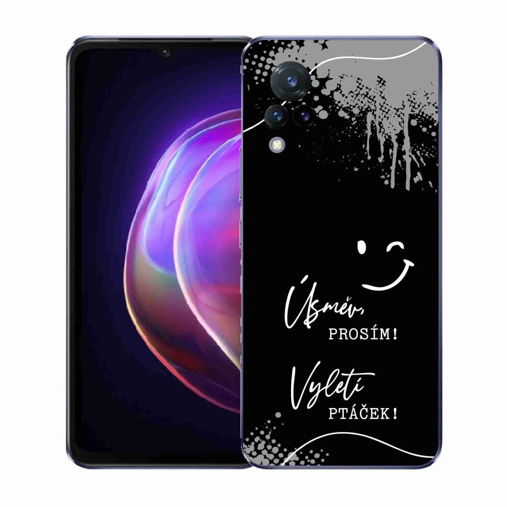Gél borító mmCase a Vivo V21 4G/5G-hez - vicces szöveg 4 fekete háttérrel