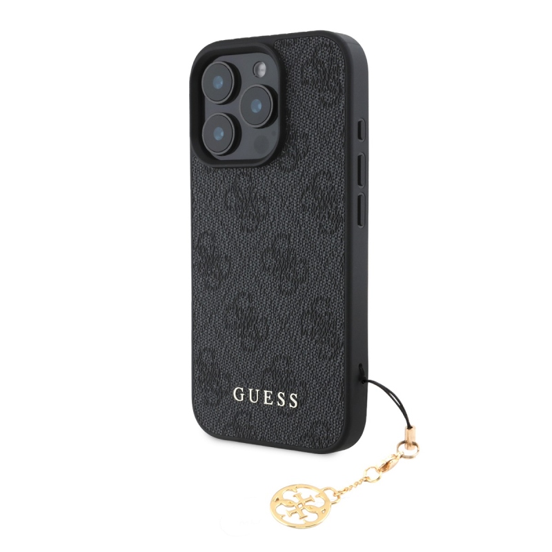 Guess 4G Charm hátlap iPhone 16 Pro Max készülékhez Tone on Tone szürke