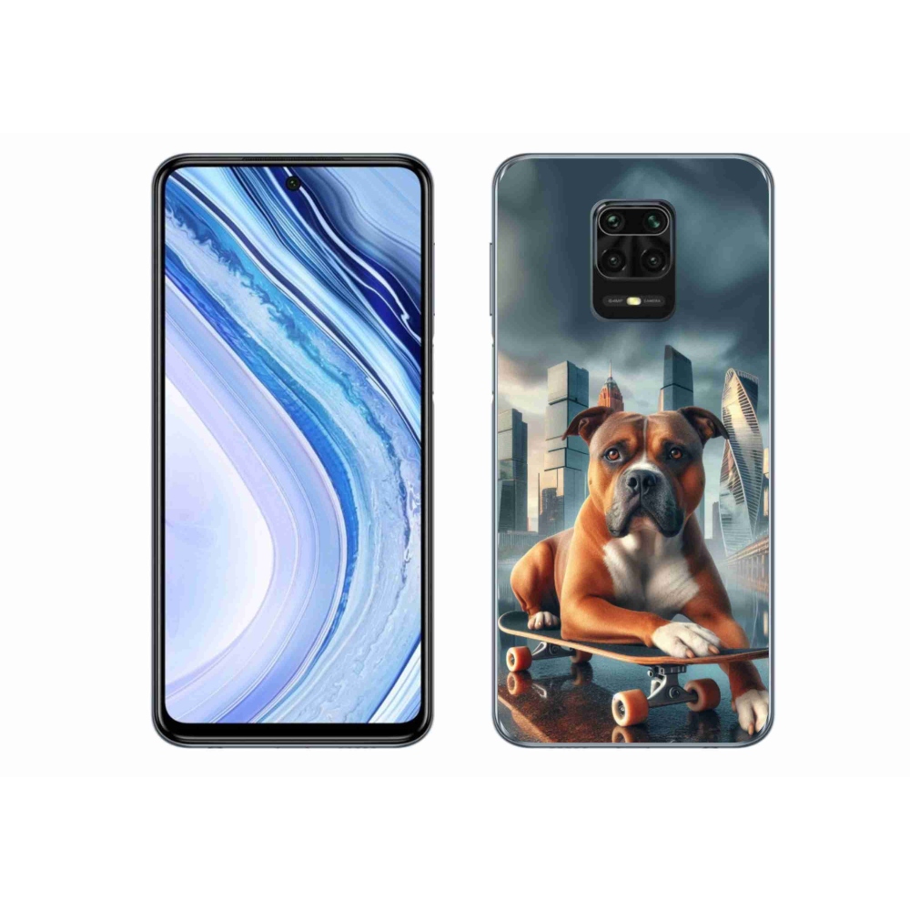 Gél borítás mmCase a Xiaomi Redmi Note 9 Pro számára - kutya gördeszkán