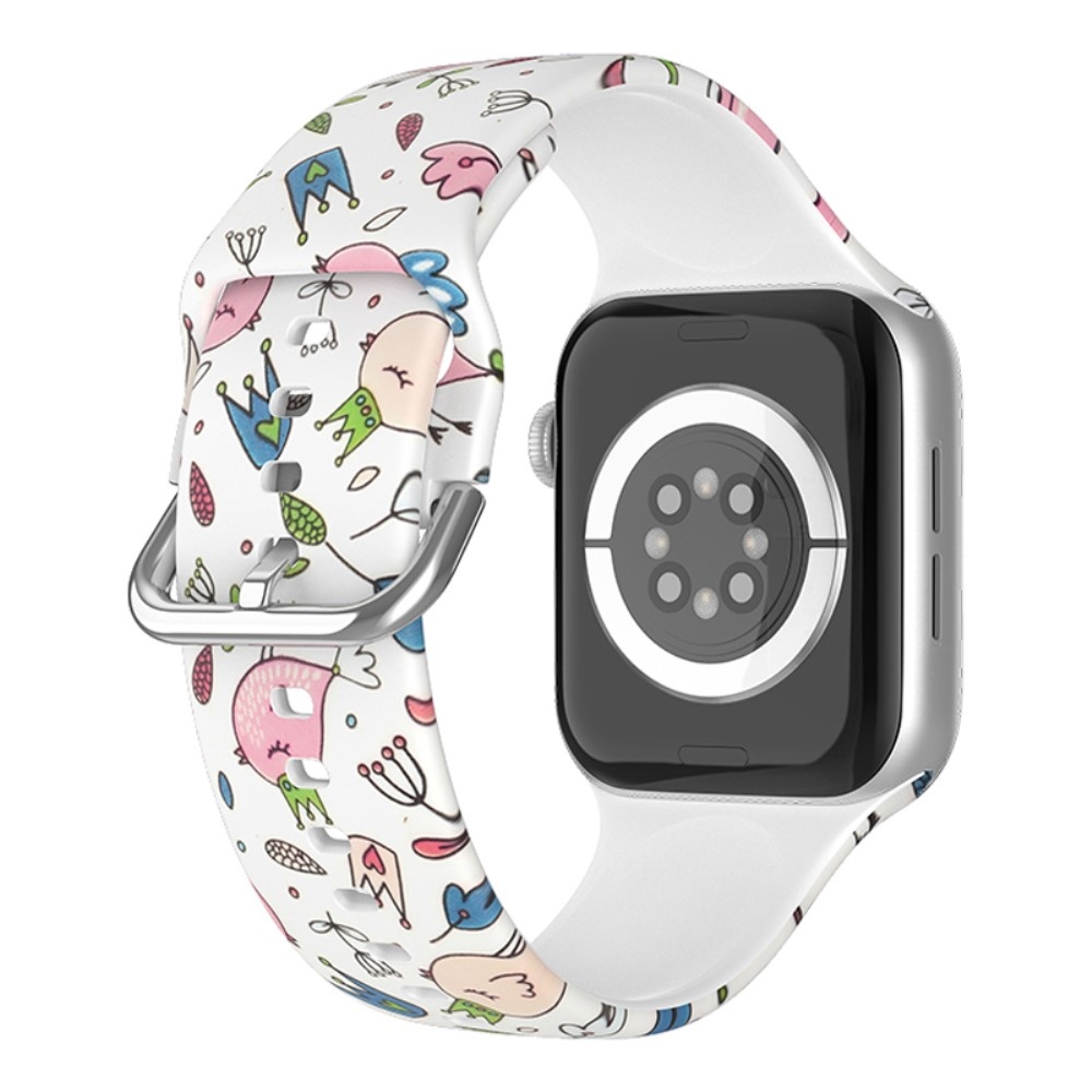 Nyomtatott szilikon szíj Apple Watch Ultra/Ultra 2 49mm/SE/SE 2022/2023 44mm/9/8/7 45mm/6/5/4 44mm/3/2/1 42 mm-es órához - C minta